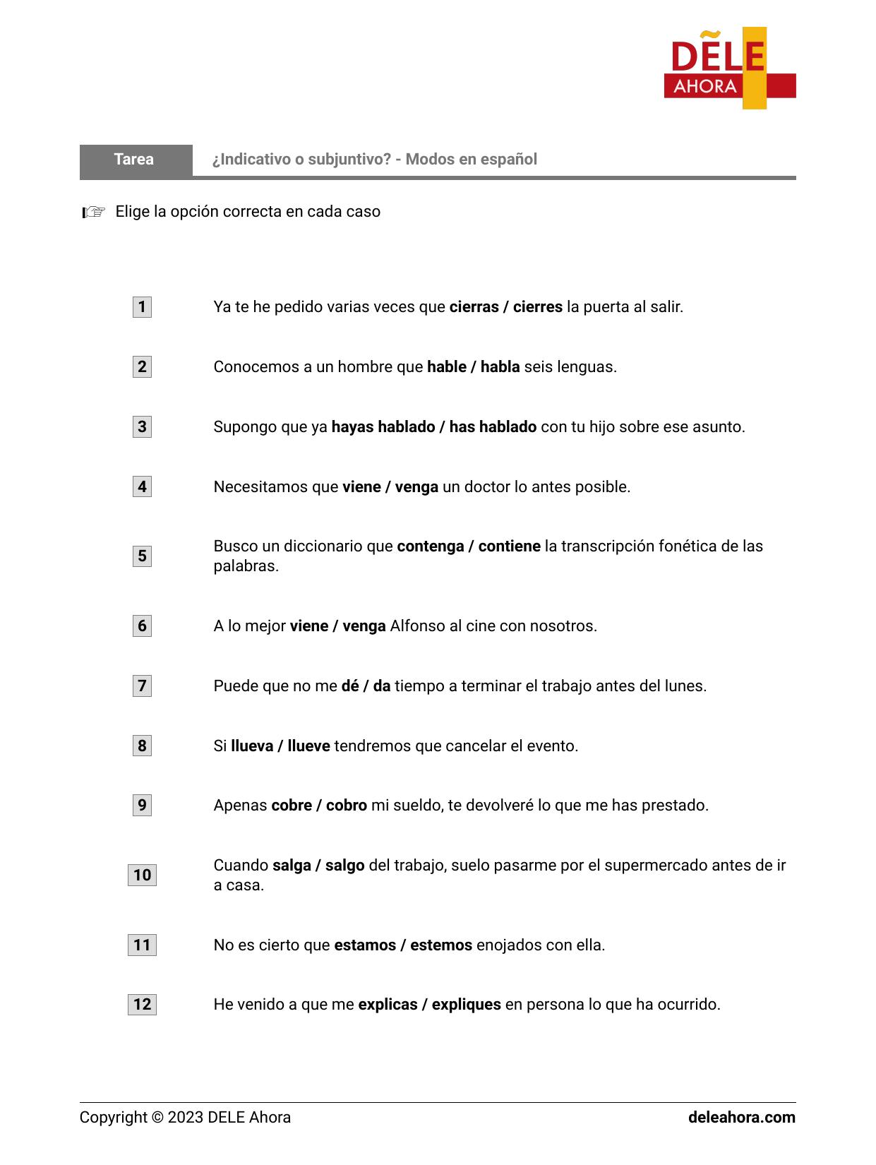 Indicativo o subjuntivo Modos en español Gramática