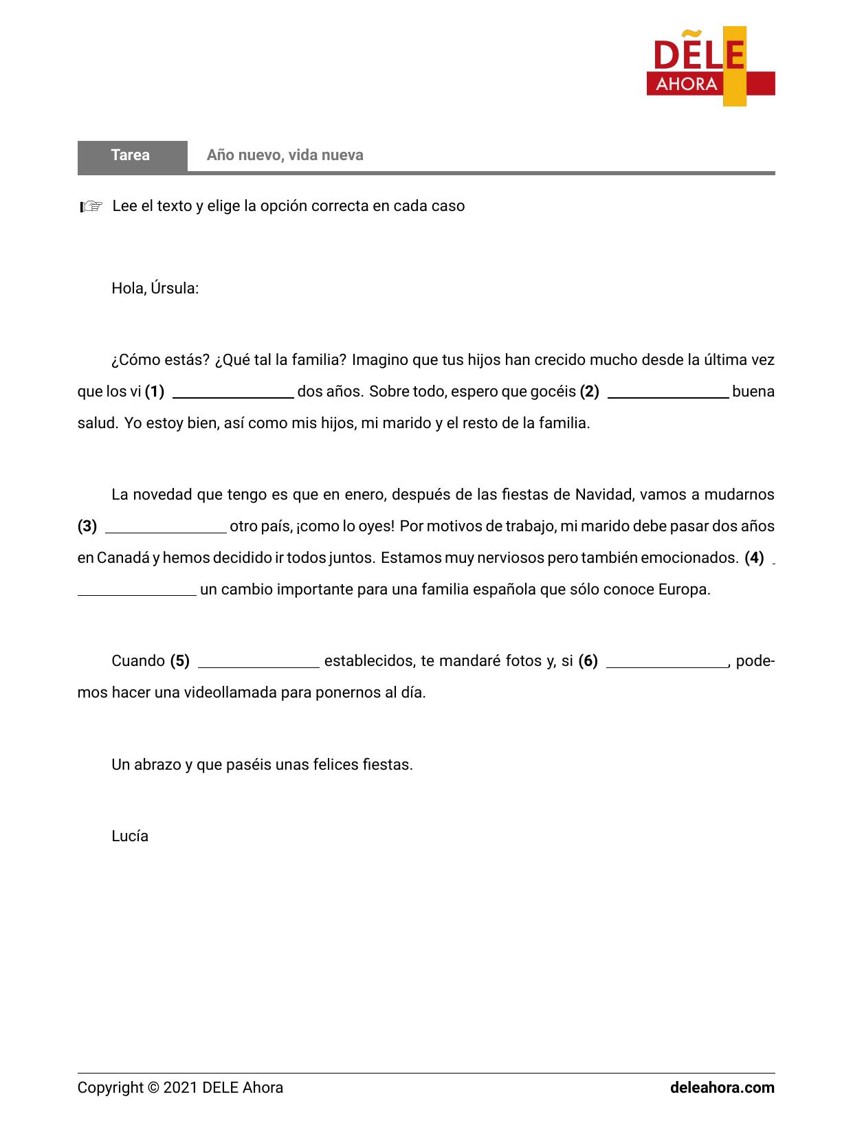 Año nuevo, vida nueva | Comprensión de lectura • DELE Ahora Año nuevo, vida nueva | Comprensión de lectura • DELE Ahora