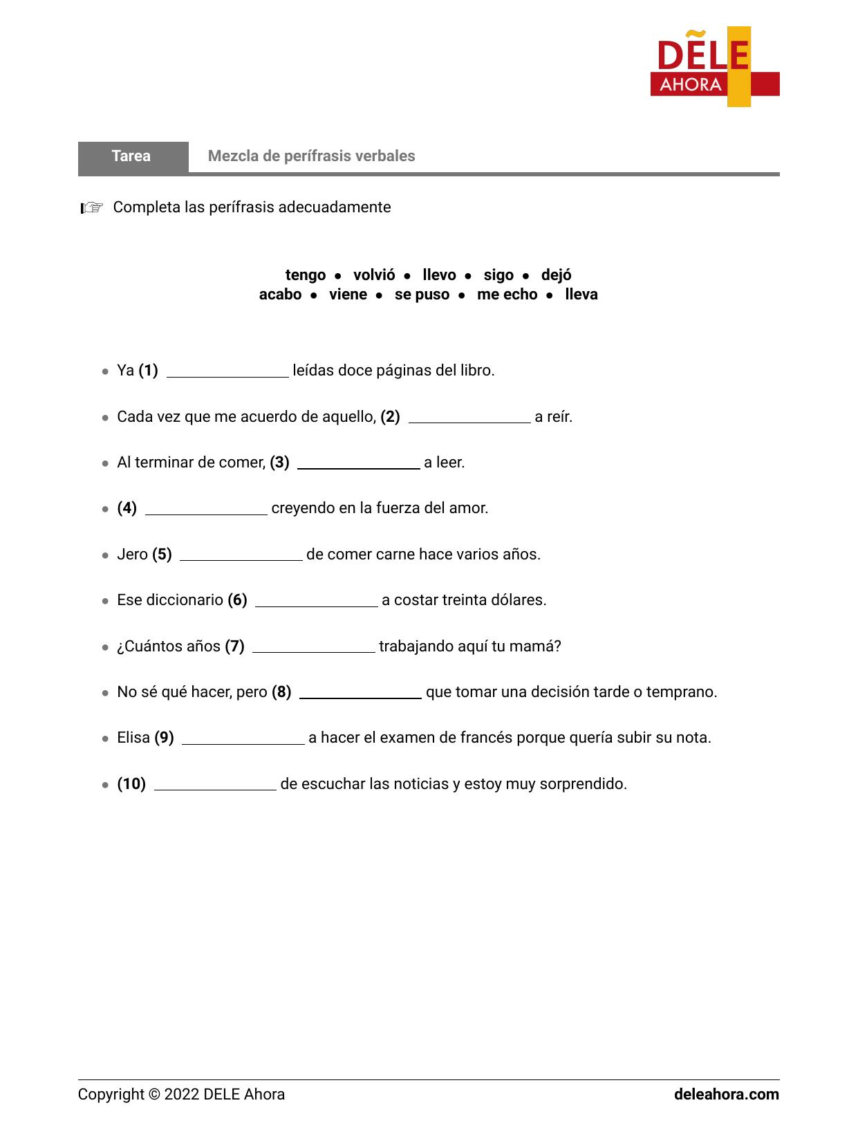 Mezcla De Perífrasis Verbales | Gramática • DELE Ahora