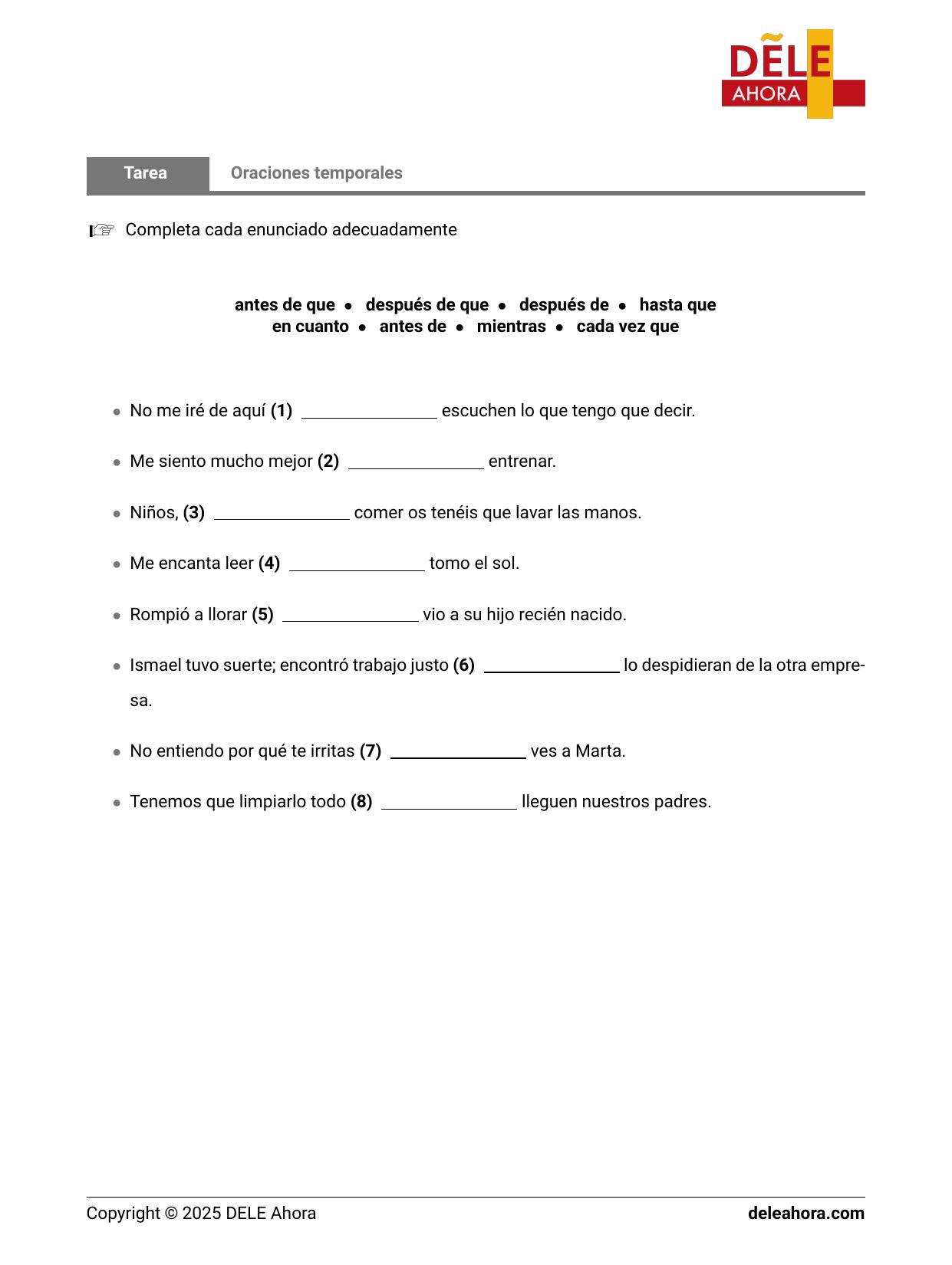 Oraciones temporales | Gramática • DELE Ahora