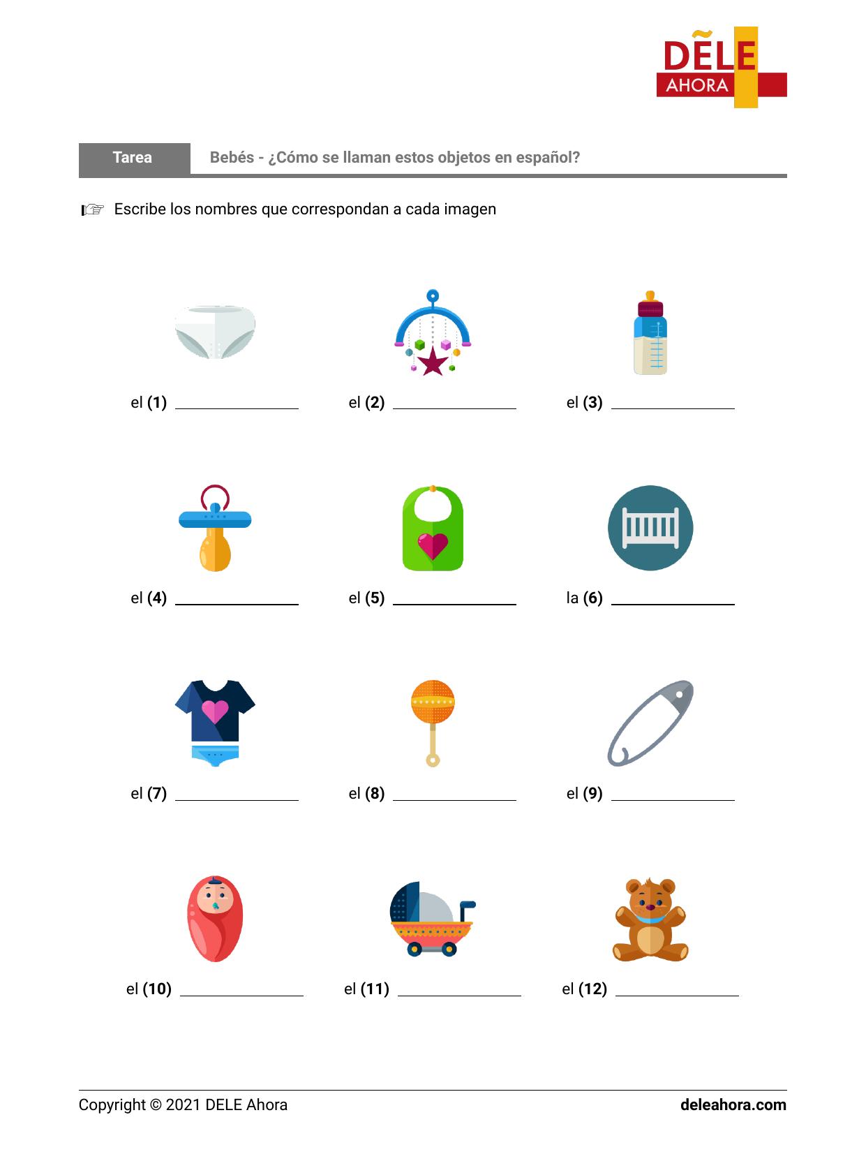 Beb s C mo Se Llaman Estos Objetos En Espa ol Vocabulario