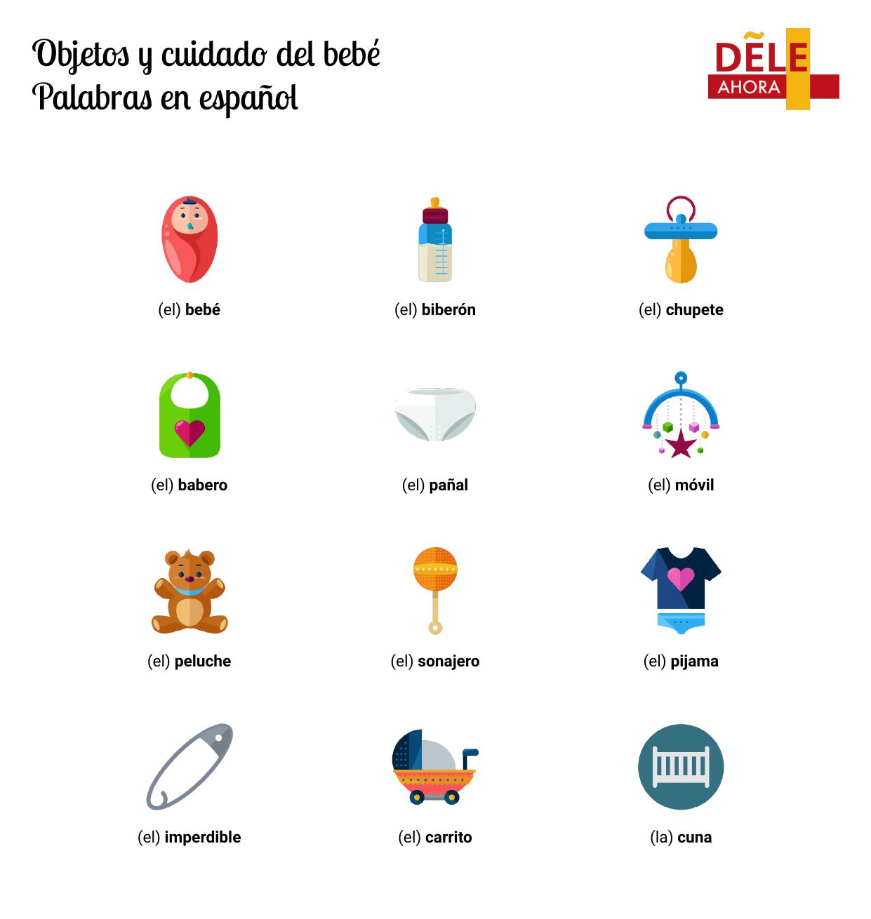 Objetos y cuidado del bebé - Palabras en español